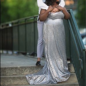 Brand New! Silver Sequin Mermaid Gown